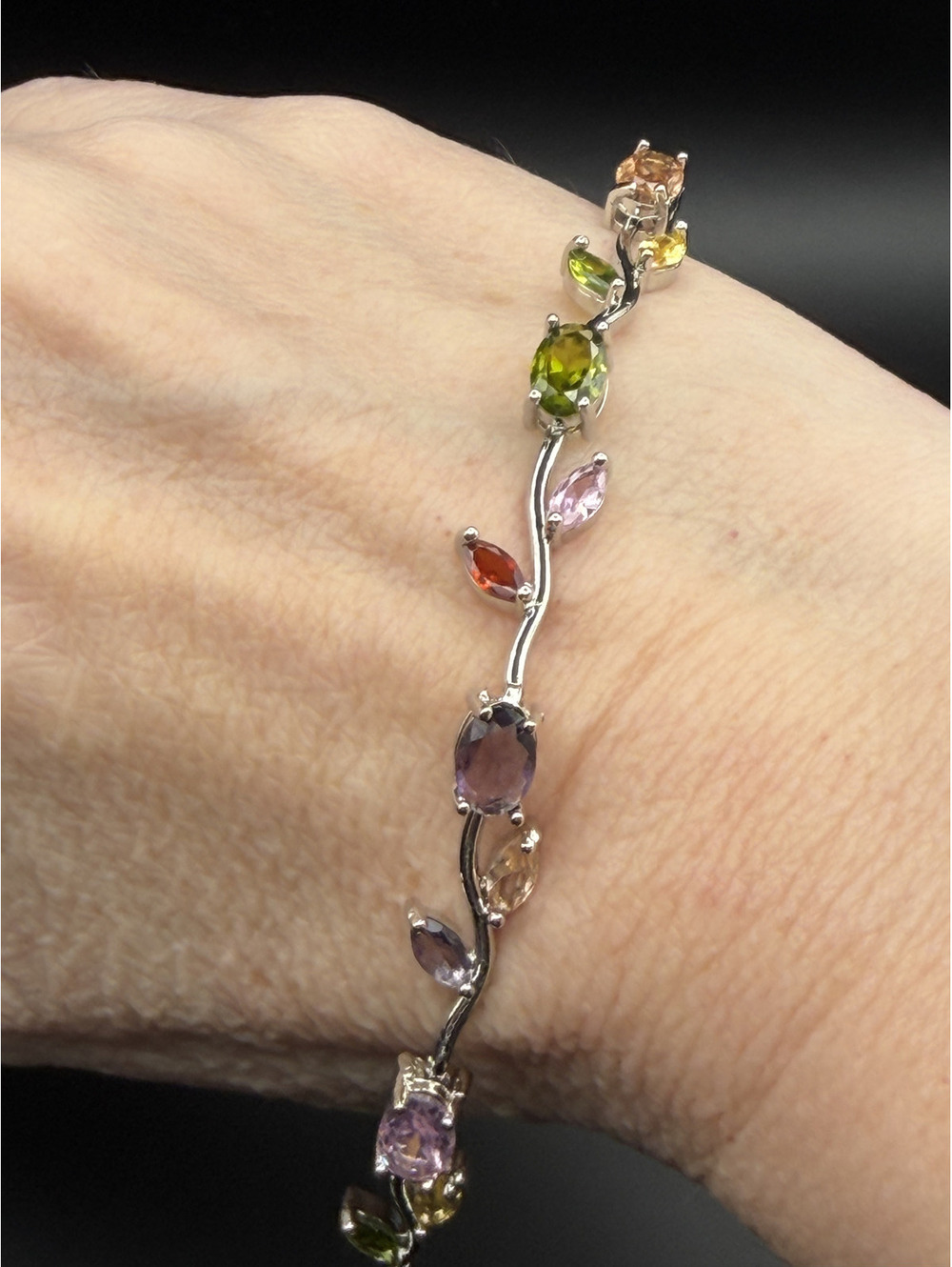 candy+clover multicolor floral vine silver tone bracelet